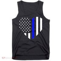 Love Our Police Officer US Flag Heart Thin Blue Line Tank Top thumb 0