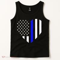 Love Our Police Officer US Flag Heart Thin Blue Line Tank Top thumb 2