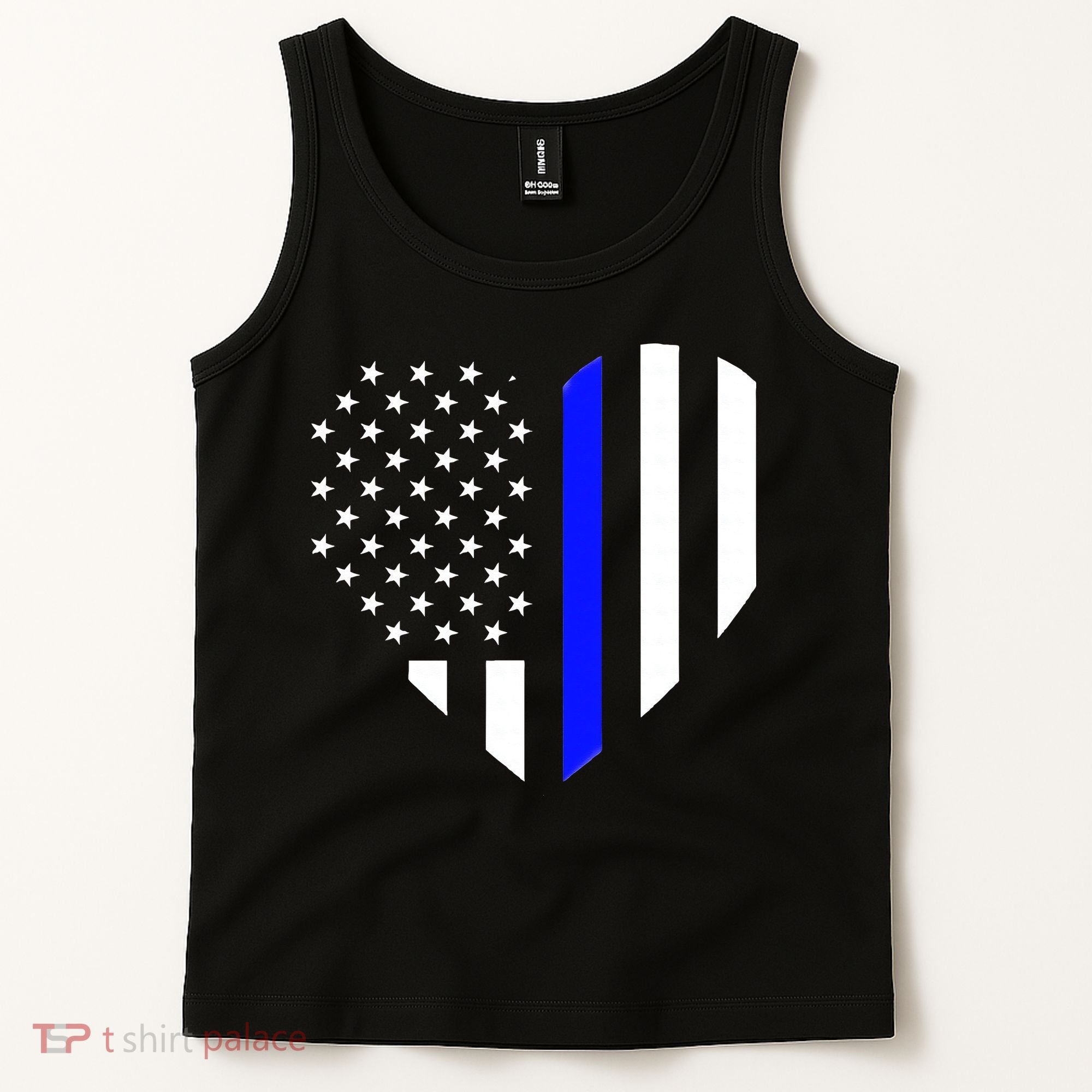 Love Our Police Officer US Flag Heart Thin Blue Line Tank Top