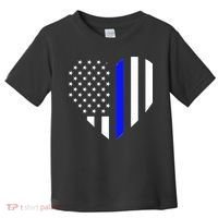 Love Our Police Officer US Flag Heart Thin Blue Line Toddler T-Shirt thumb 0