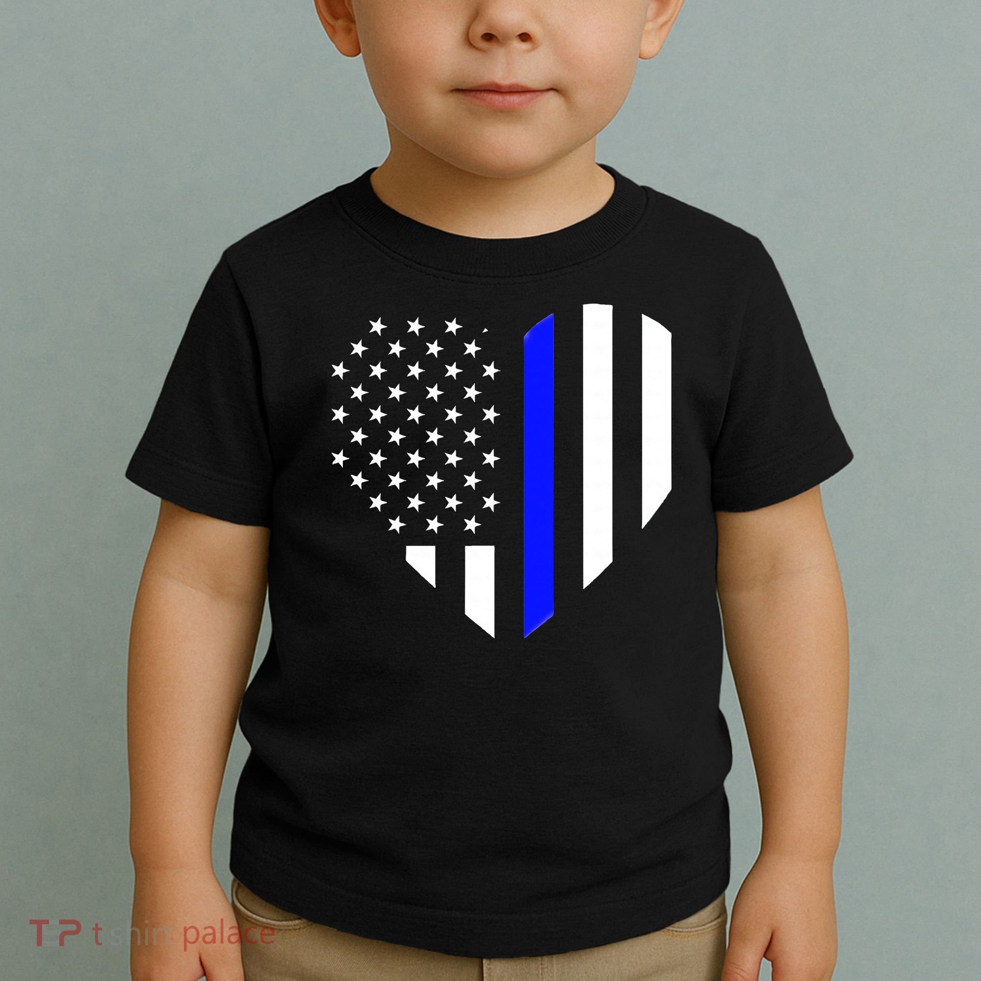 Love Our Police Officer US Flag Heart Thin Blue Line Toddler T-Shirt