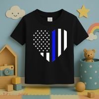 Love Our Police Officer US Flag Heart Thin Blue Line Toddler T-Shirt thumb 3
