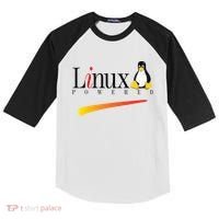 Linux Os Powered By Linux Tux Penguin Kids Colorblock Raglan Jersey thumb 0