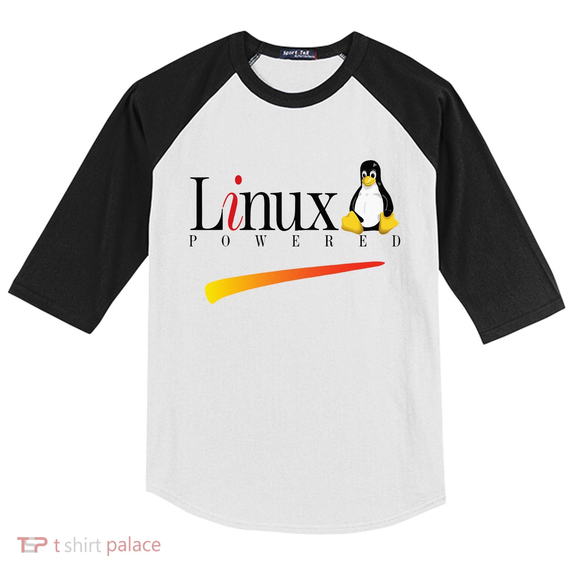 Linux Os Powered By Linux Tux Penguin Kids Colorblock Raglan Jersey