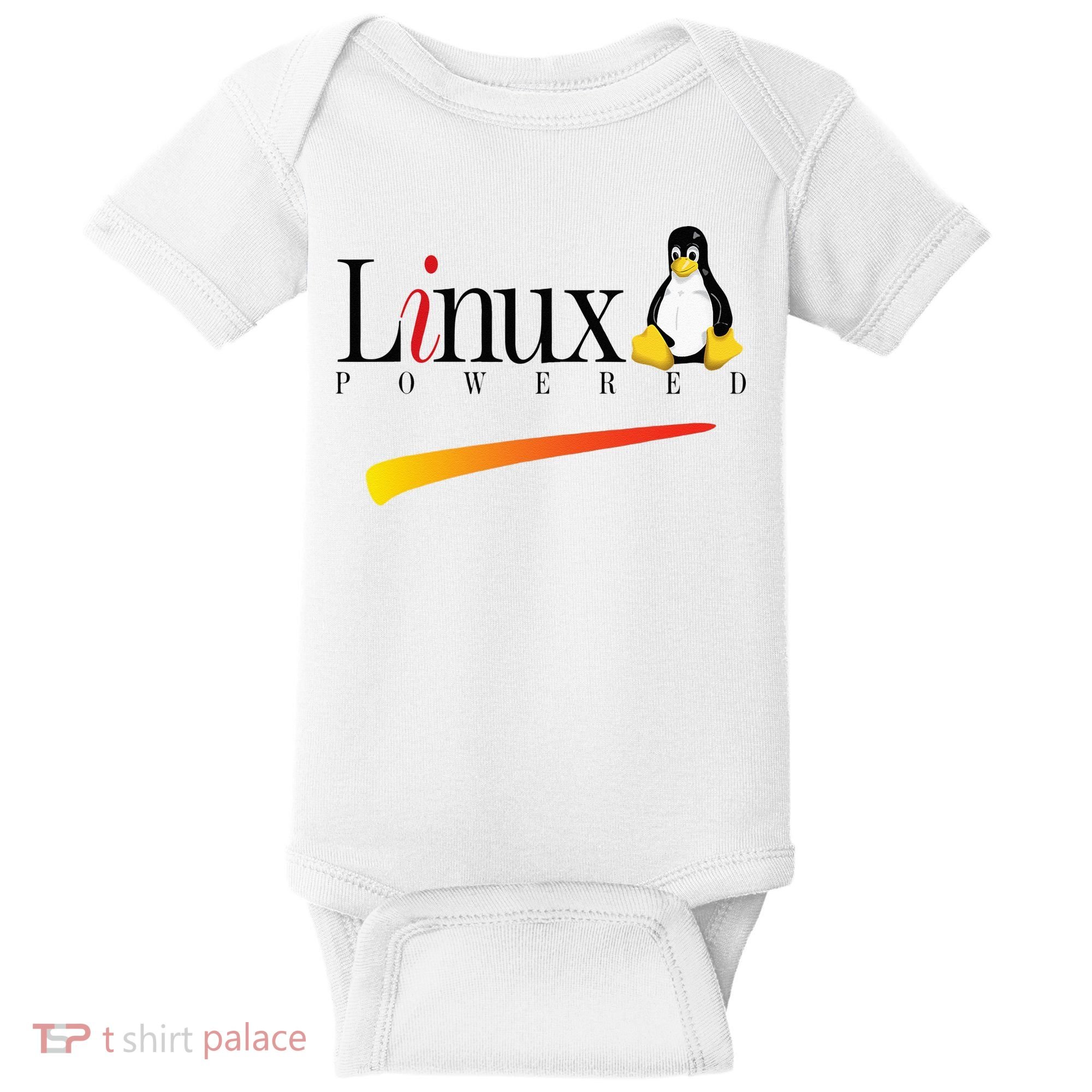 Linux Os Powered By Linux Tux Penguin Baby Bodysuit