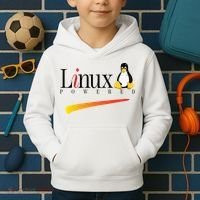 Linux Os Powered By Linux Tux Penguin Kids Hoodie thumb 2