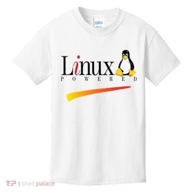 Linux Os Powered By Linux Tux Penguin Kids T-Shirt