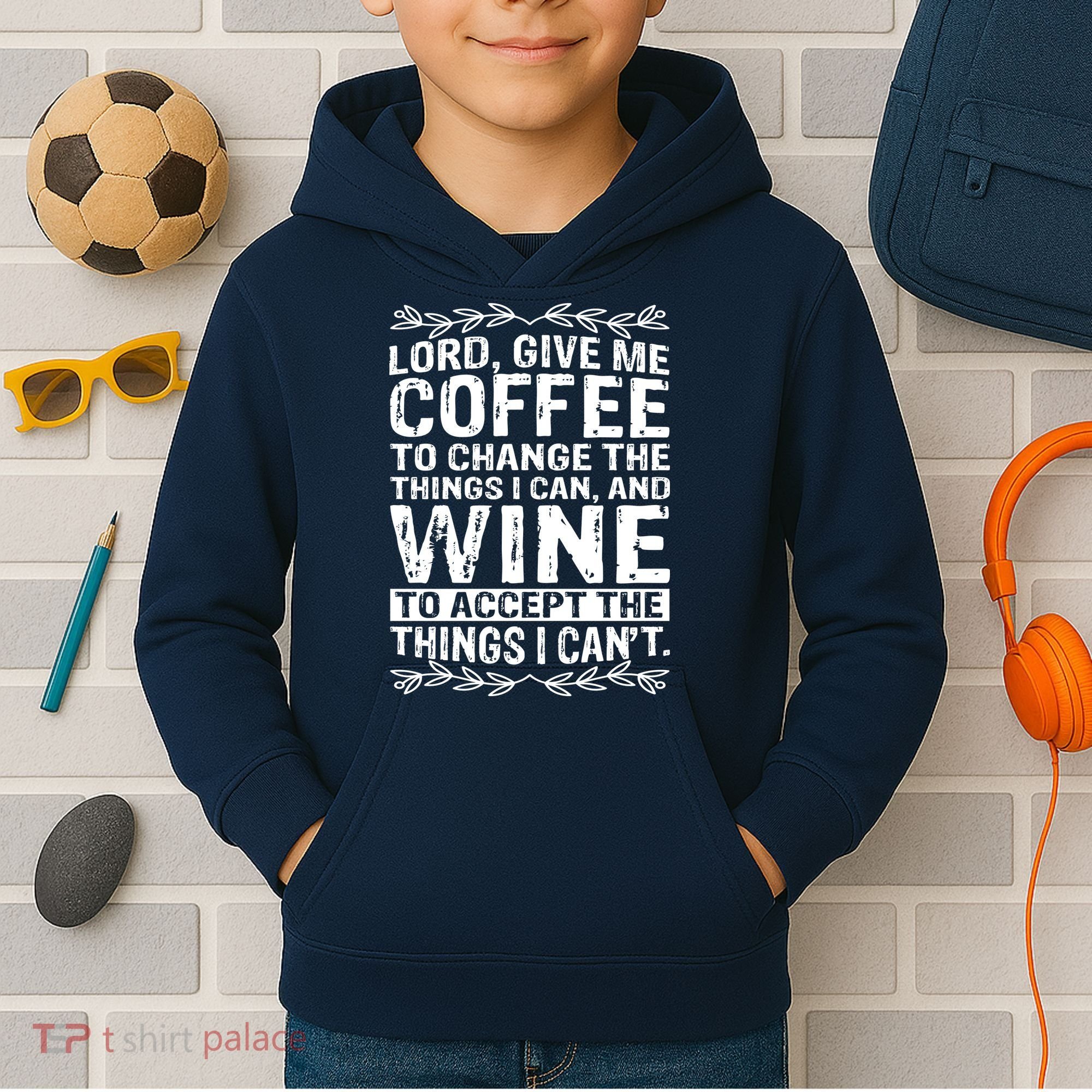 Lord Give Me Coffee And Wine Kids Hoodie