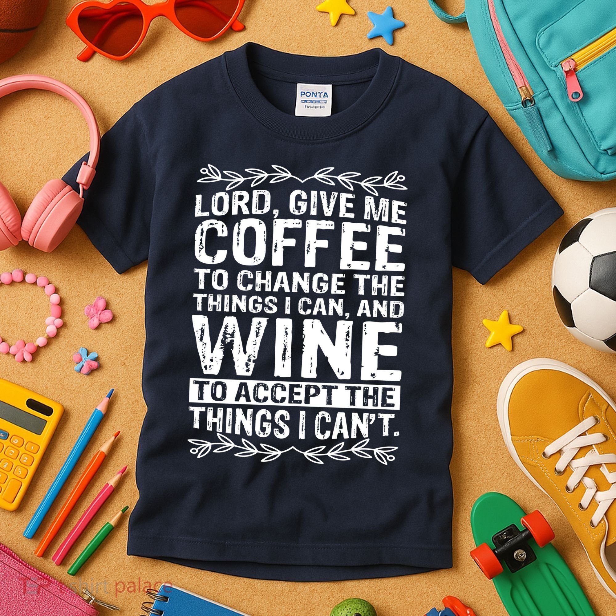 Lord Give Me Coffee And Wine Kids T-Shirt