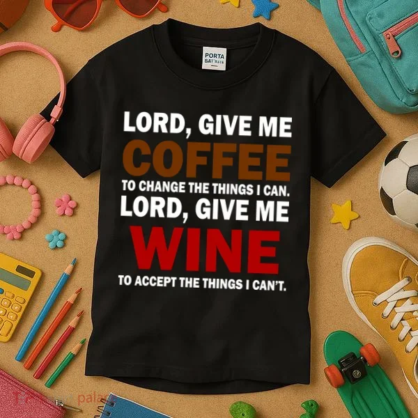 Lord Give Me Coffee Wine Kids T-Shirt