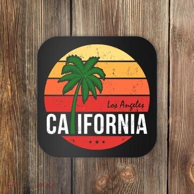 Los Angeles California Retro Circle Coaster