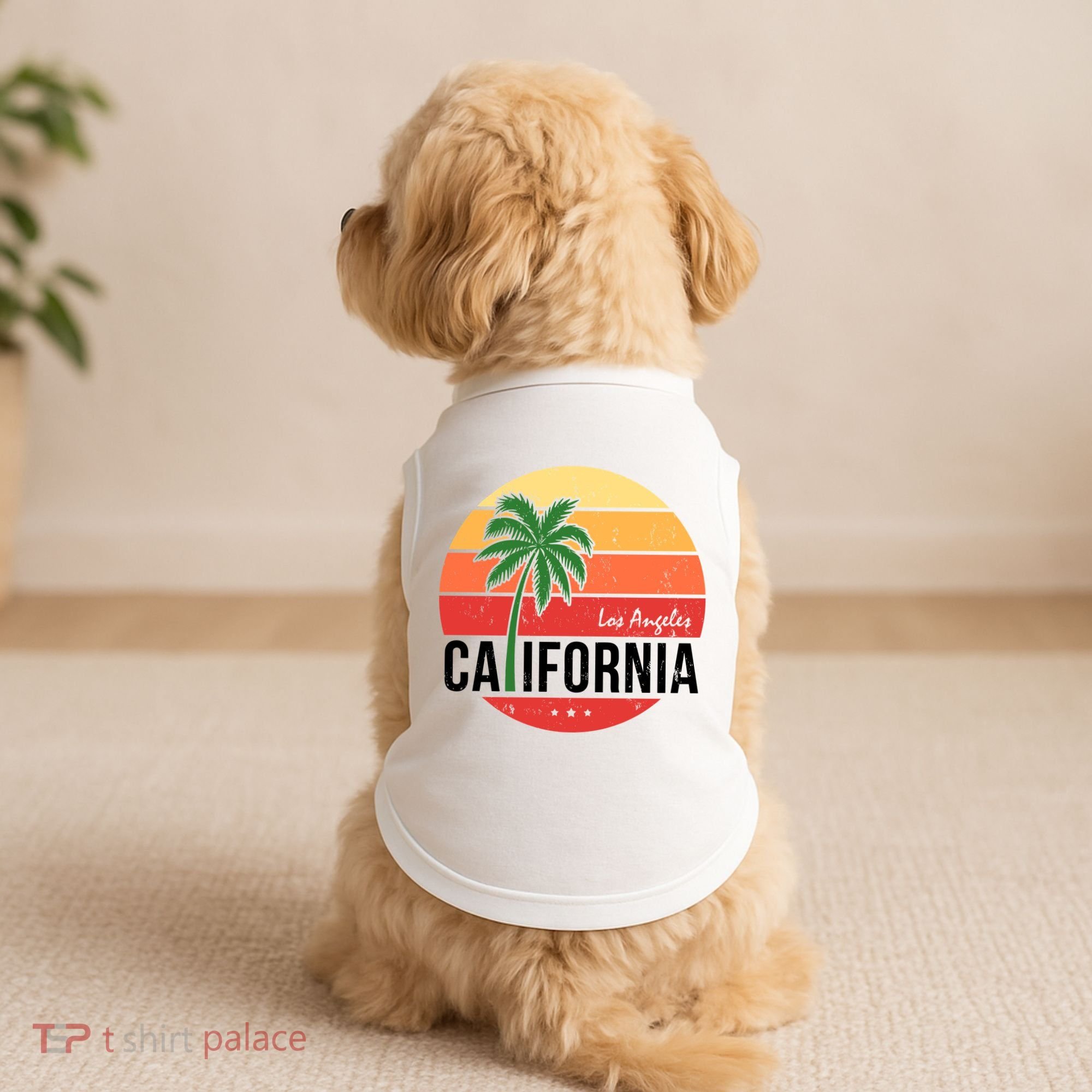 Los Angeles California Retro Circle Doggie Tank