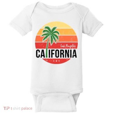 Los Angeles California Retro Circle Baby Bodysuit