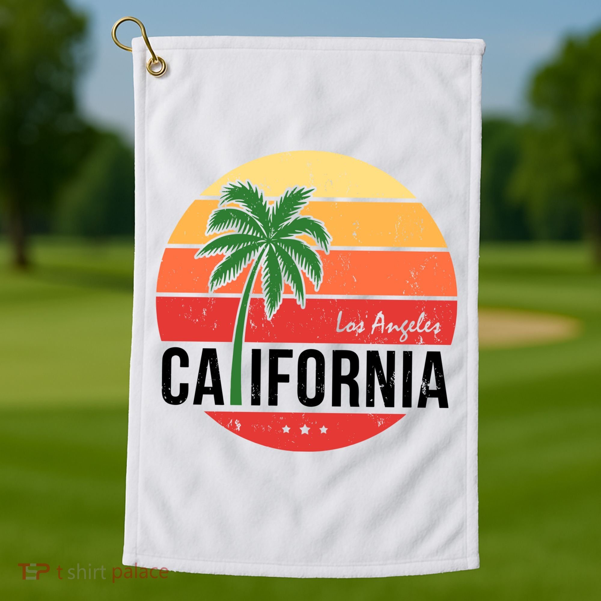 Los Angeles California Retro Circle Golf Towel