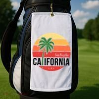 Los Angeles California Retro Circle Golf Towel thumb 2