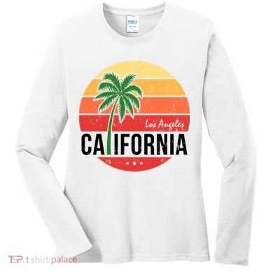 Los Angeles California Retro Circle Women's Long Sleeve Shirt