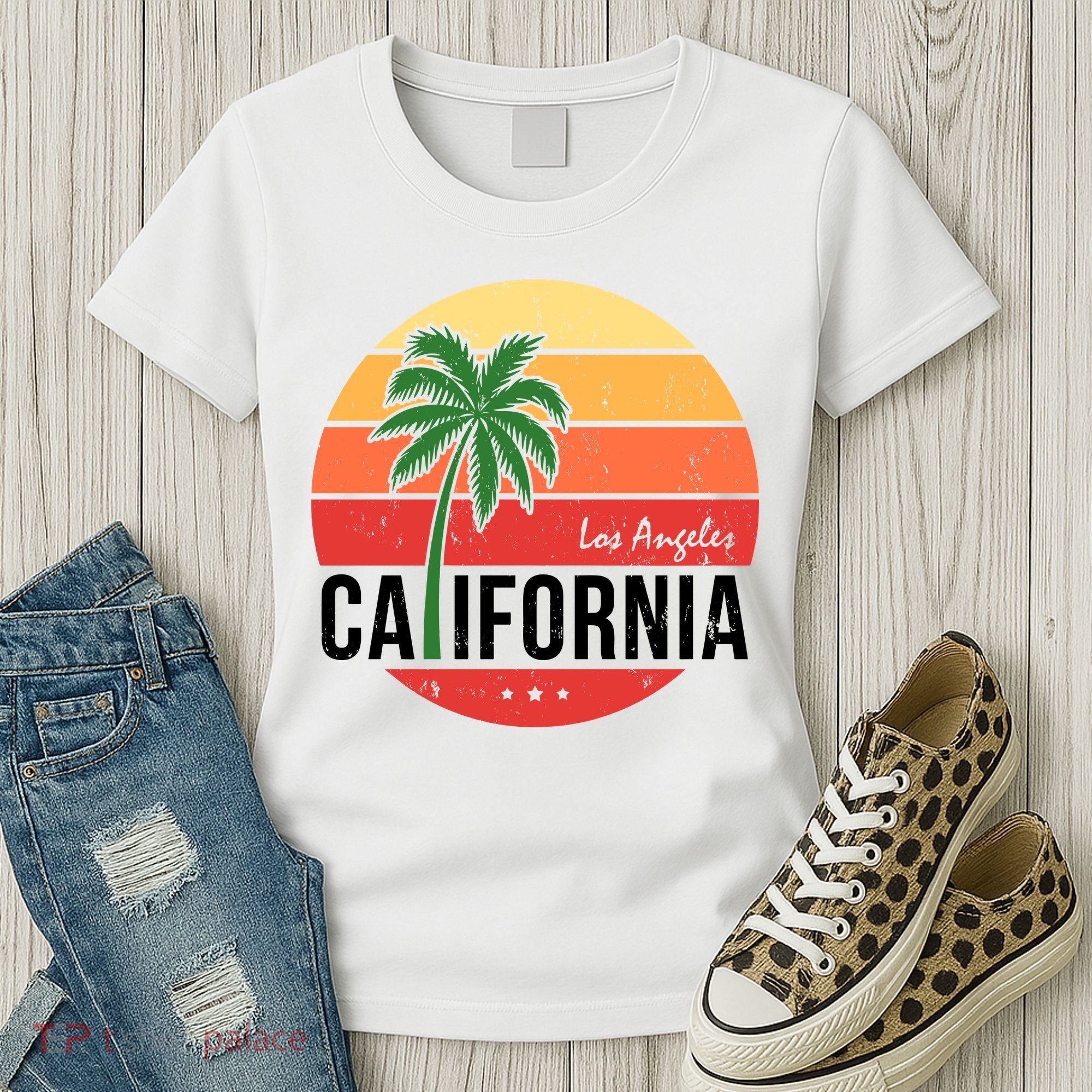 Los Angeles California Retro Circle Women's T-Shirt