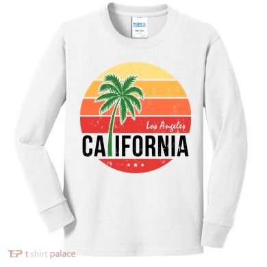 Los Angeles California Retro Circle Kids Long Sleeve Shirt