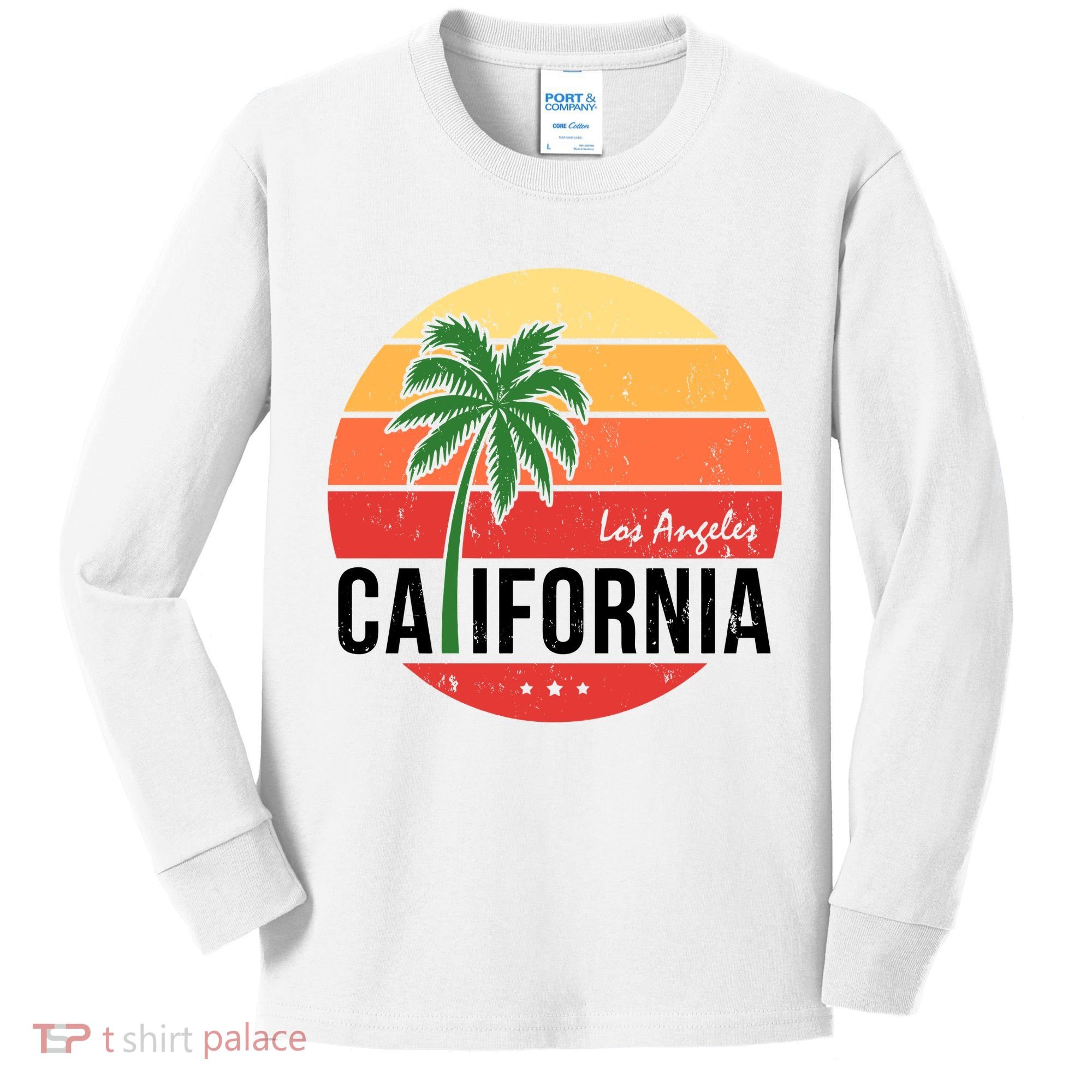 Los Angeles California Retro Circle Kids Long Sleeve Shirt
