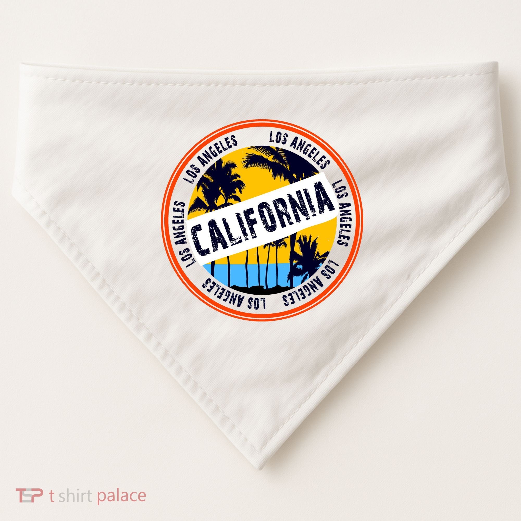 Los Angeles California Retro Circle LA USA-Made Doggie Bandana
