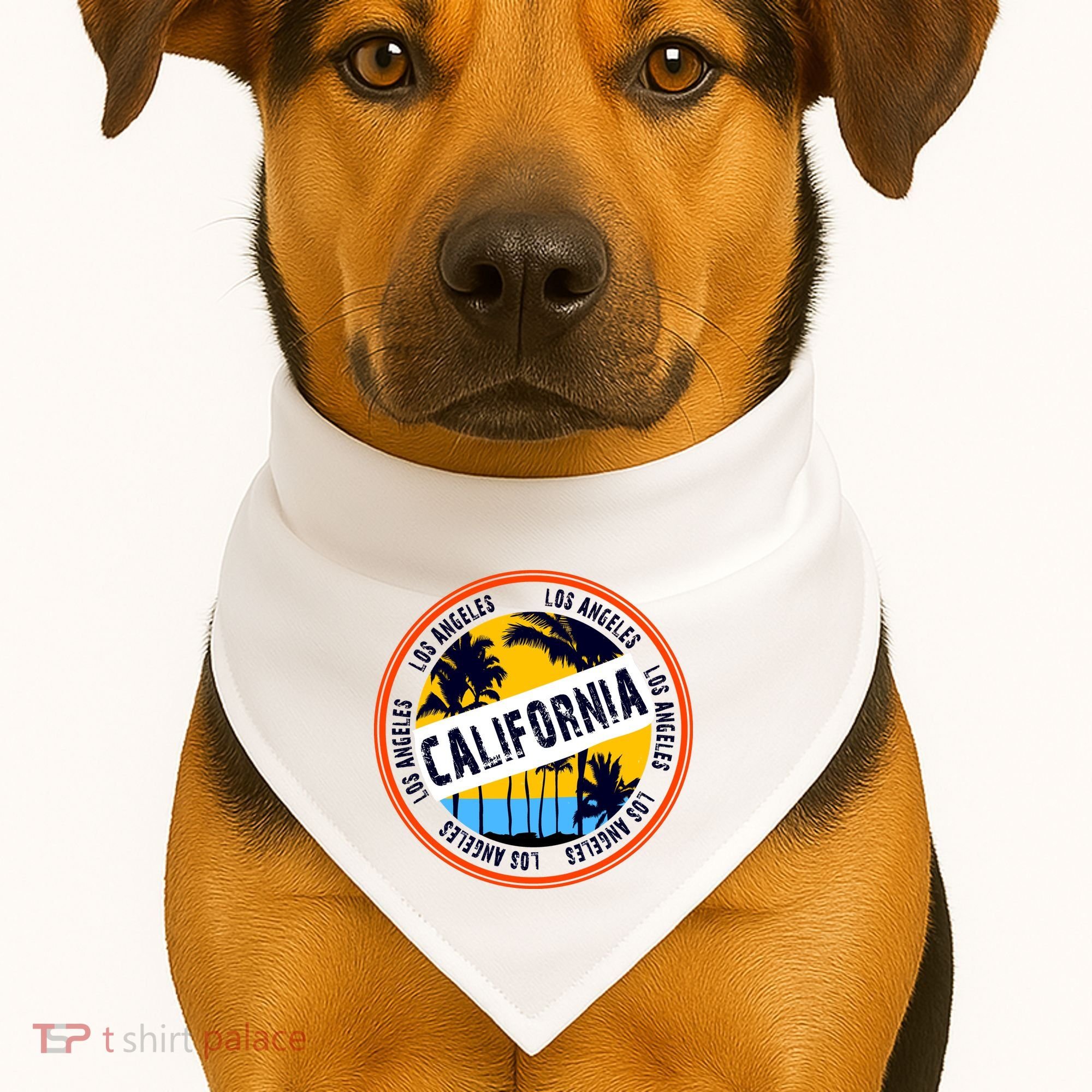 Los Angeles California Retro Circle LA USA-Made Doggie Bandana