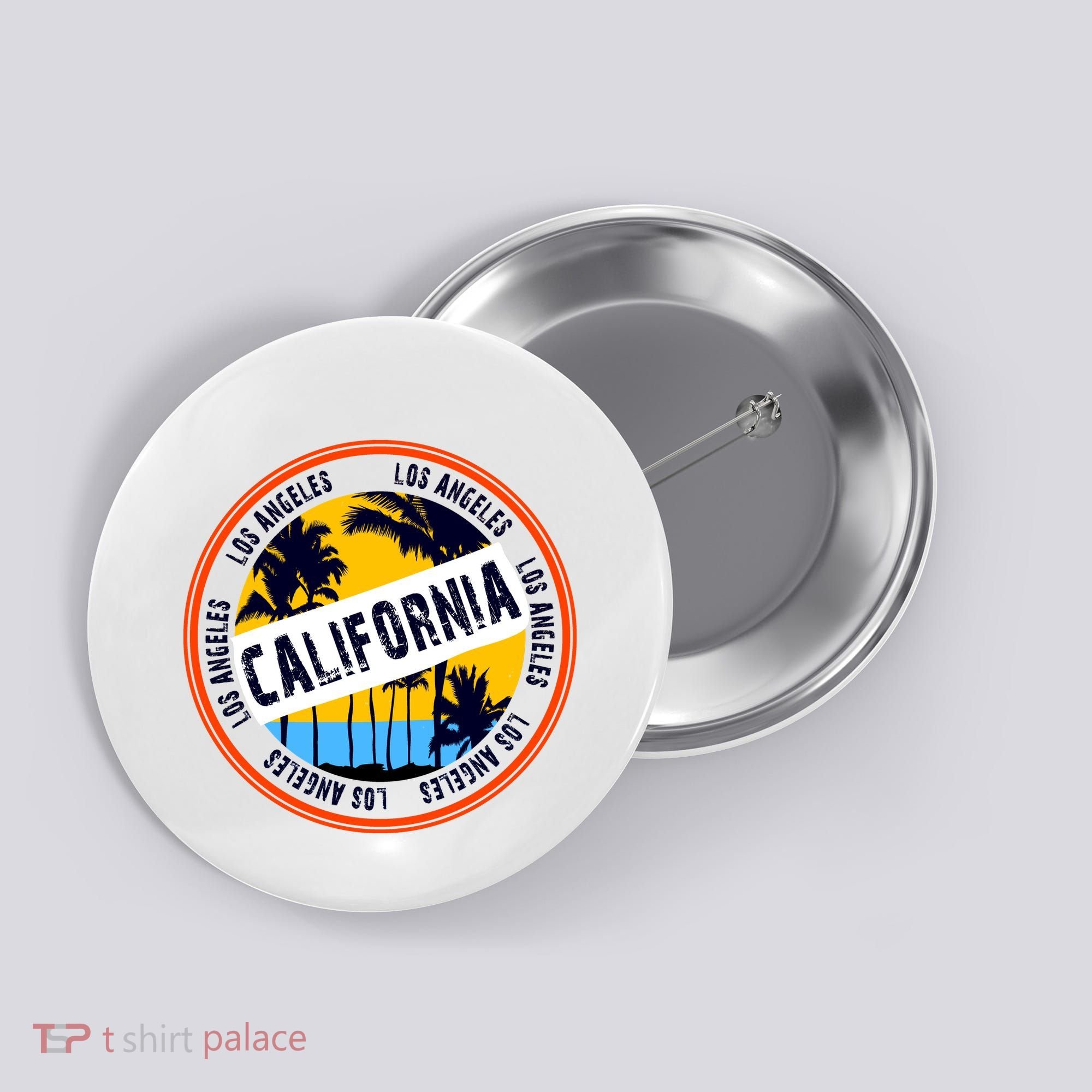 Los Angeles California Retro Circle LA Button