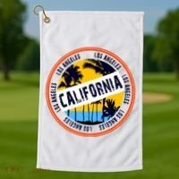 Los Angeles California Retro Circle LA Golf Towel thumb 1