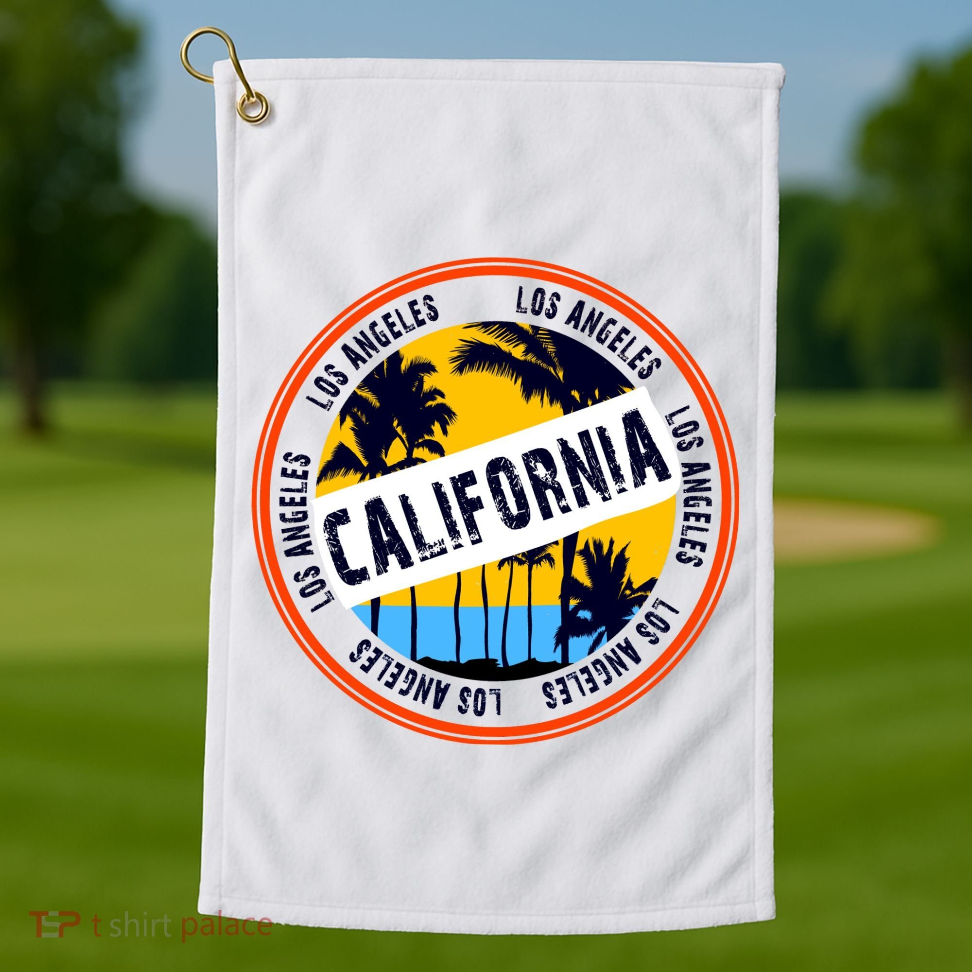 Los Angeles California Retro Circle LA Golf Towel