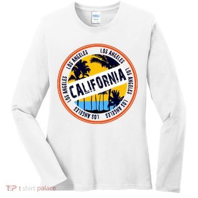 Los Angeles California Retro Circle LA Women's Long Sleeve Shirt