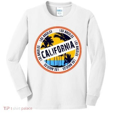 Los Angeles California Retro Circle LA Kids Long Sleeve Shirt