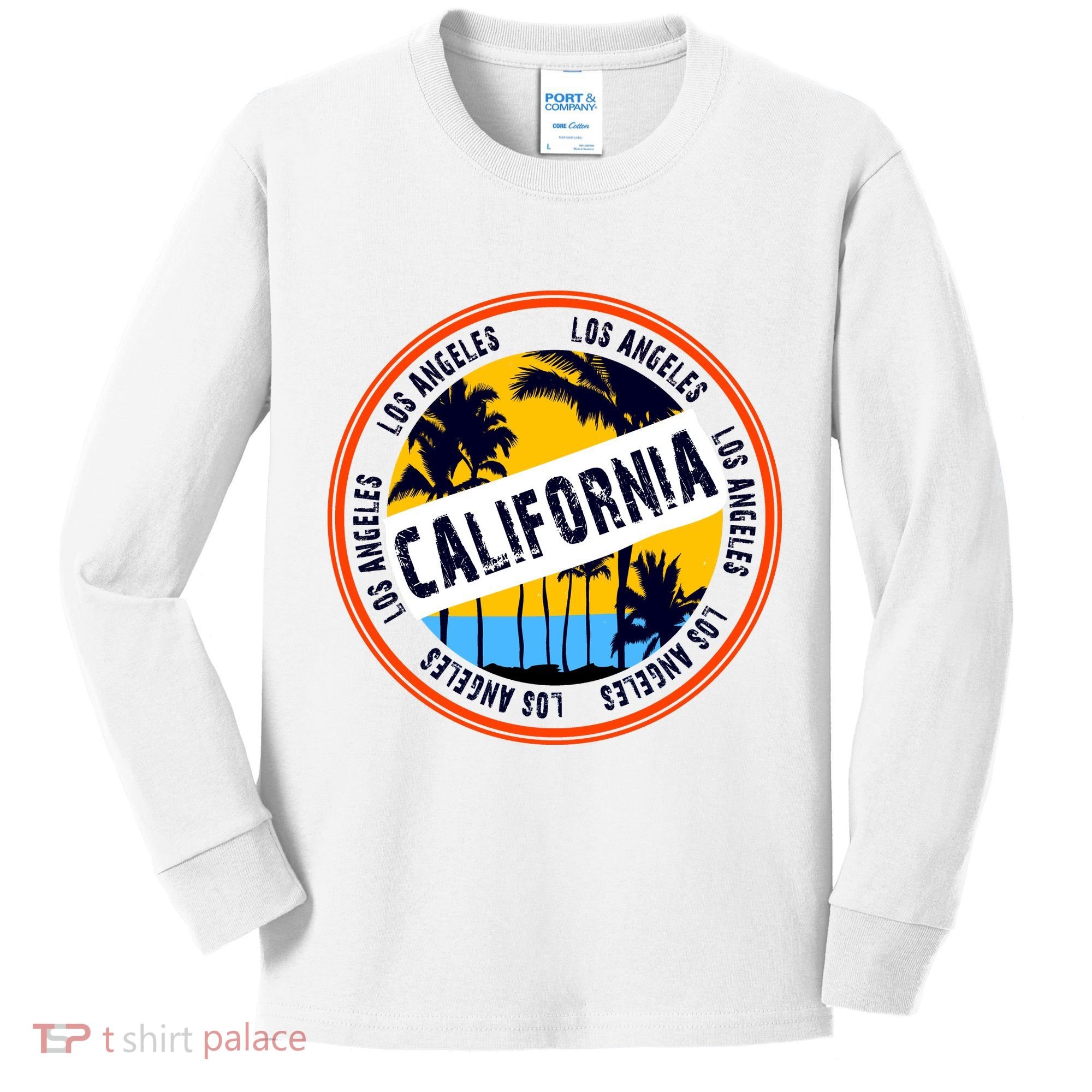 Los Angeles California Retro Circle LA Kids Long Sleeve Shirt