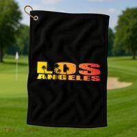 Los Angeles Retro Sunset Golf Towel thumb 1