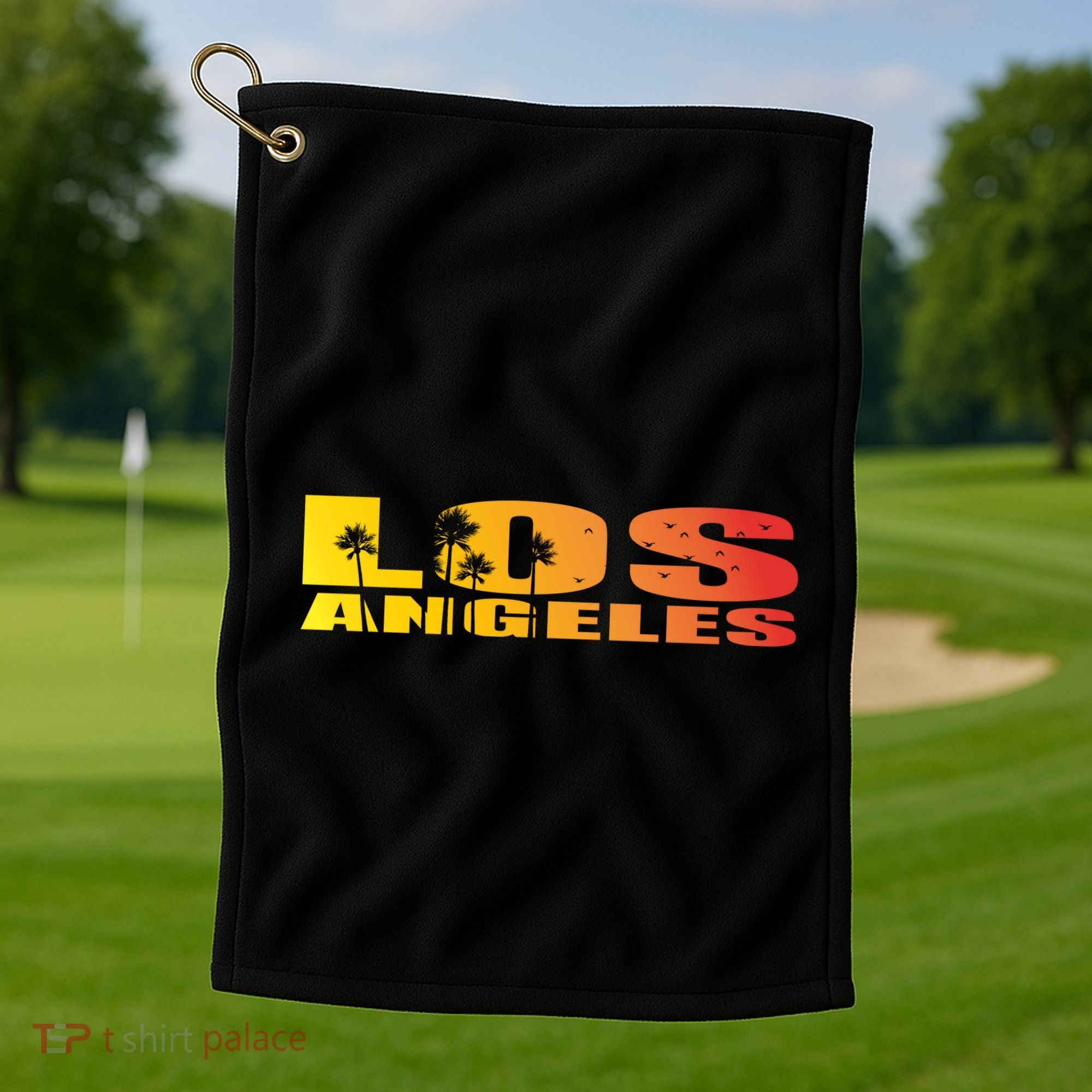 Los Angeles Retro Sunset Golf Towel
