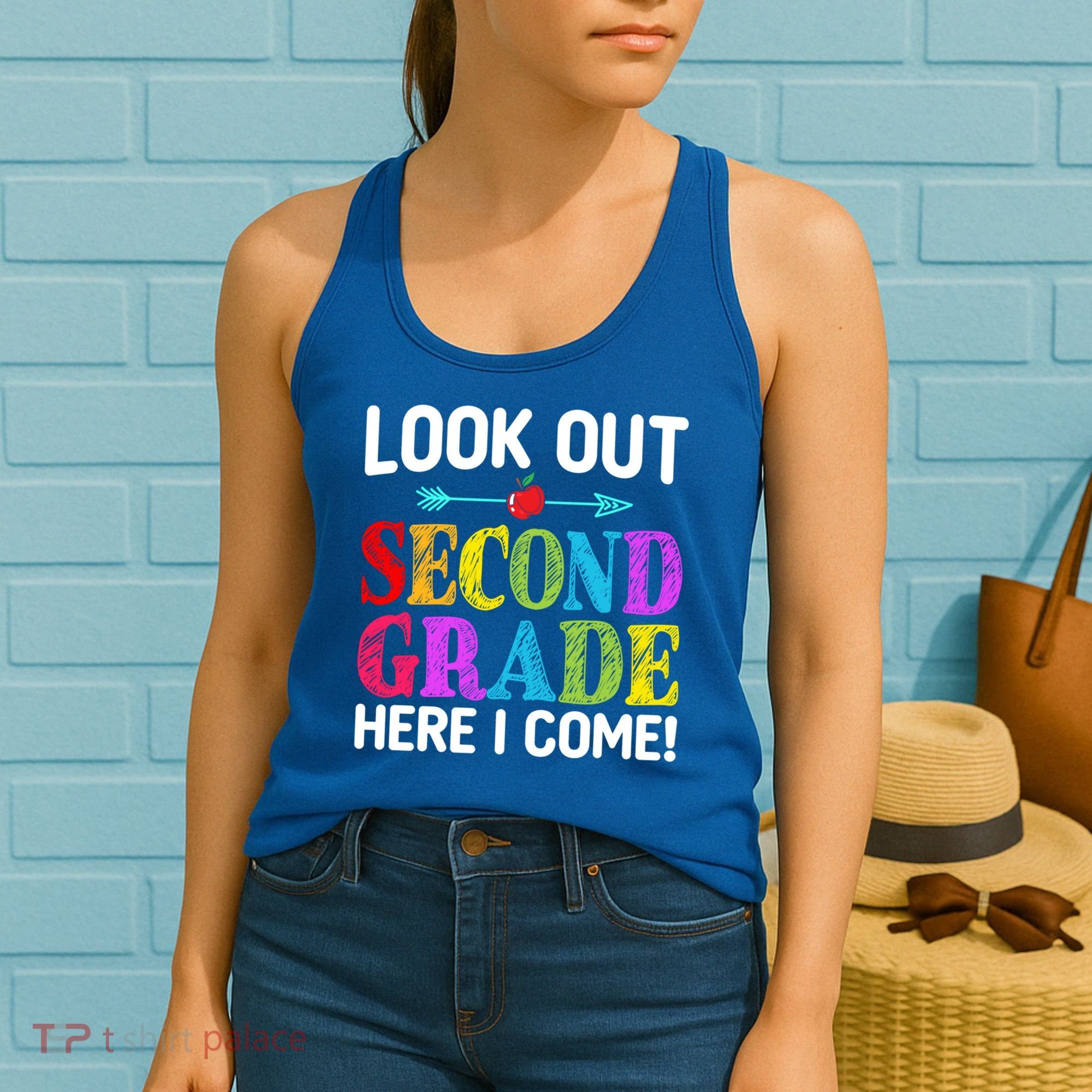 Look Out Second Grade Here I Come First Day Back To School Gift Women's Tank Top