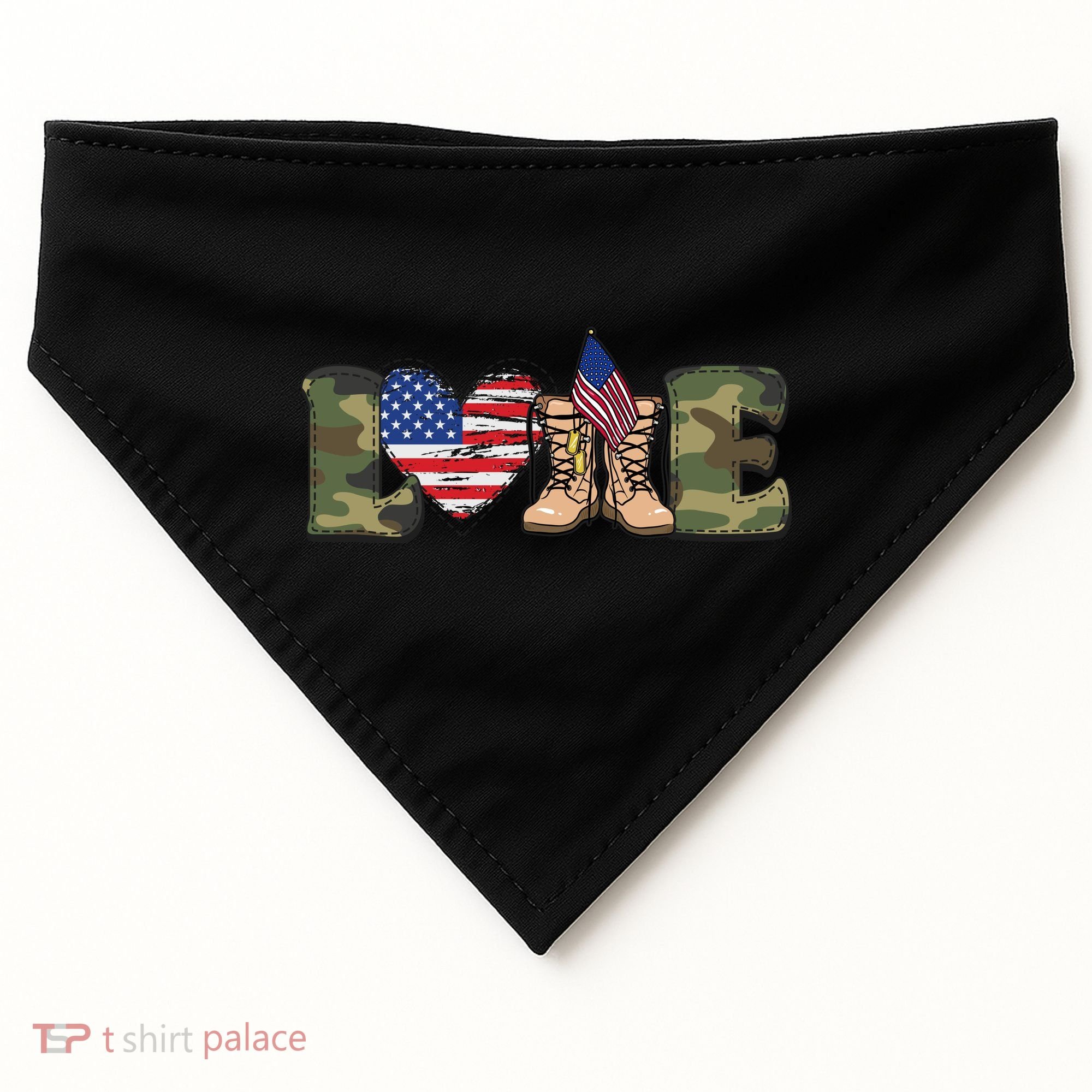 Love Our Soldiers, US Troops USA-Made Doggie Bandana