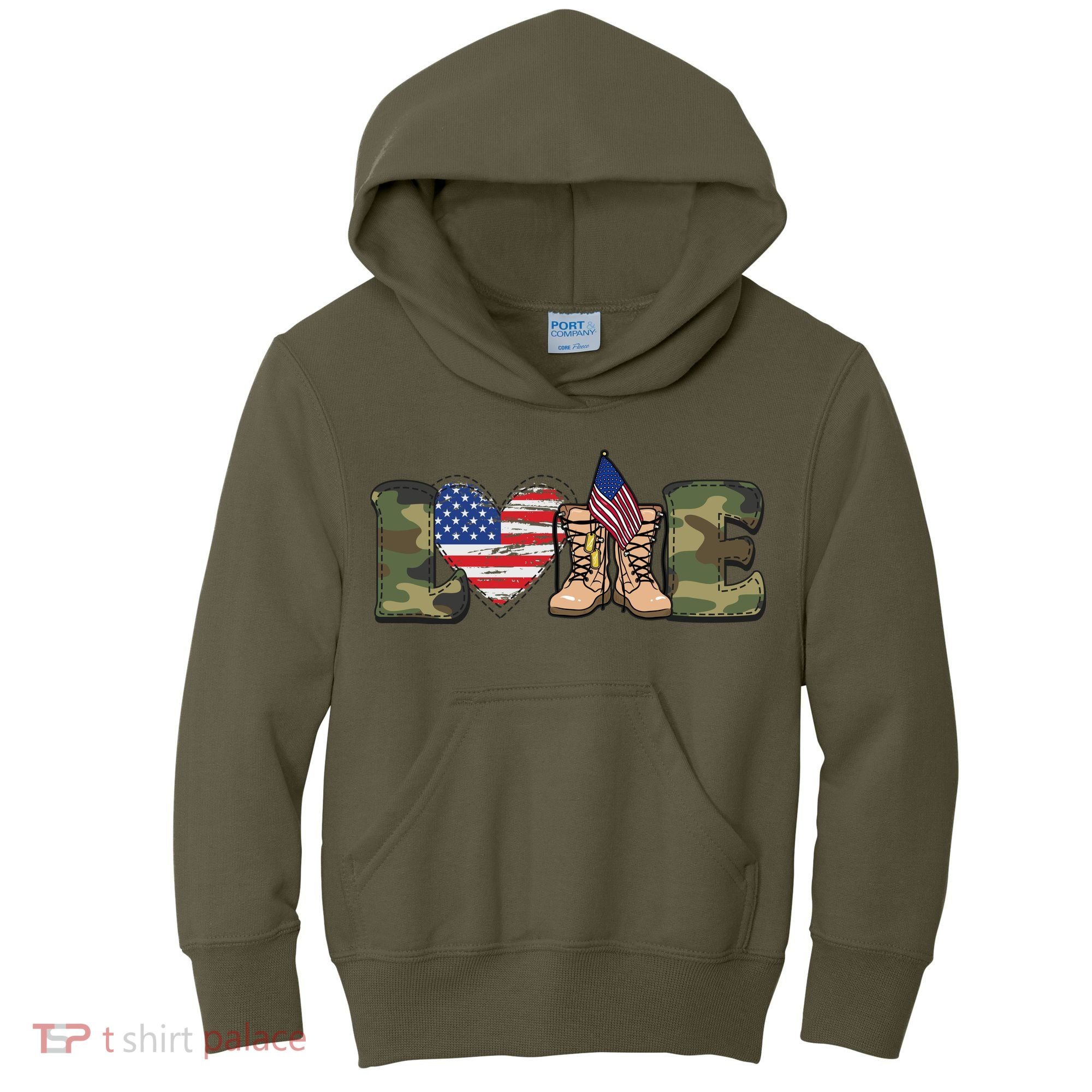 Love Our Soldiers, US Troops Kids Hoodie