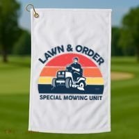 Lawn Order Special Mowing Unit Funny Mower Gardening Dad Golf Towel thumb 1