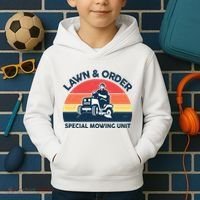 Lawn Order Special Mowing Unit Funny Mower Gardening Dad Kids Hoodie thumb 2