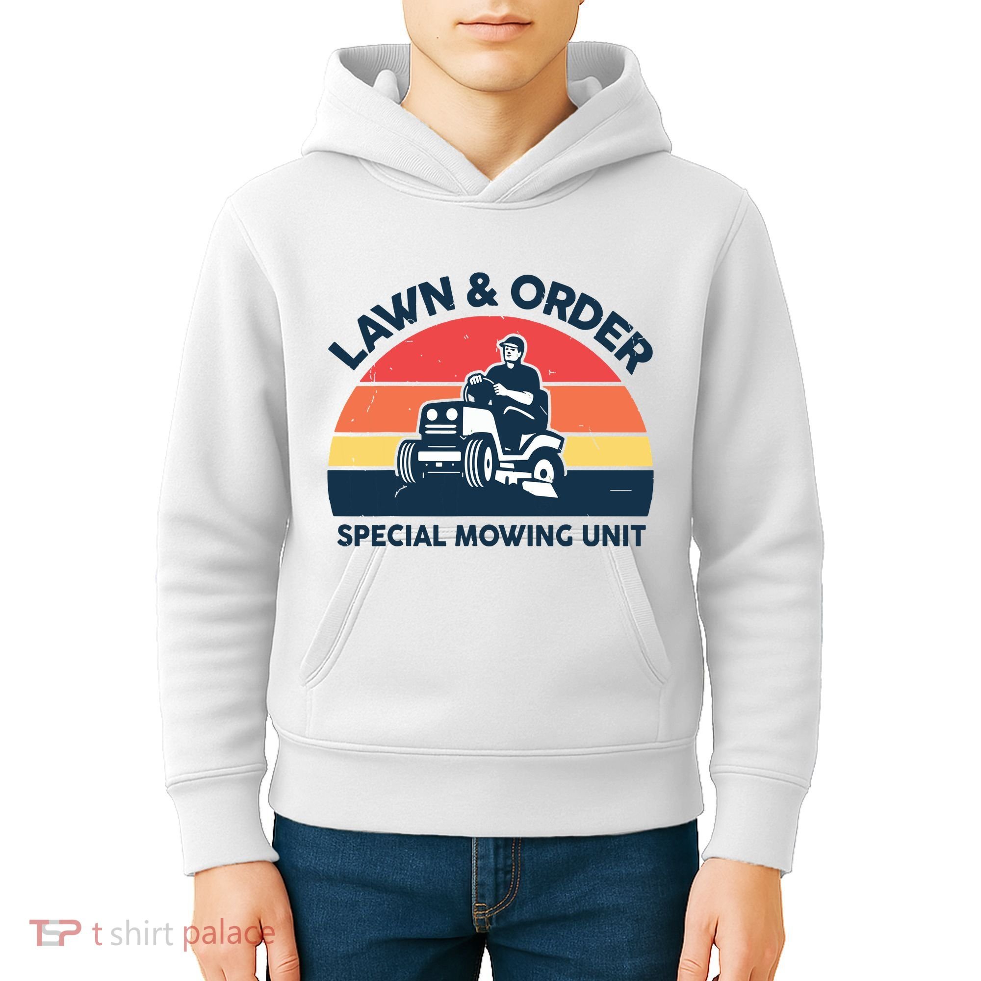 Lawn Order Special Mowing Unit Funny Mower Gardening Dad Kids Hoodie