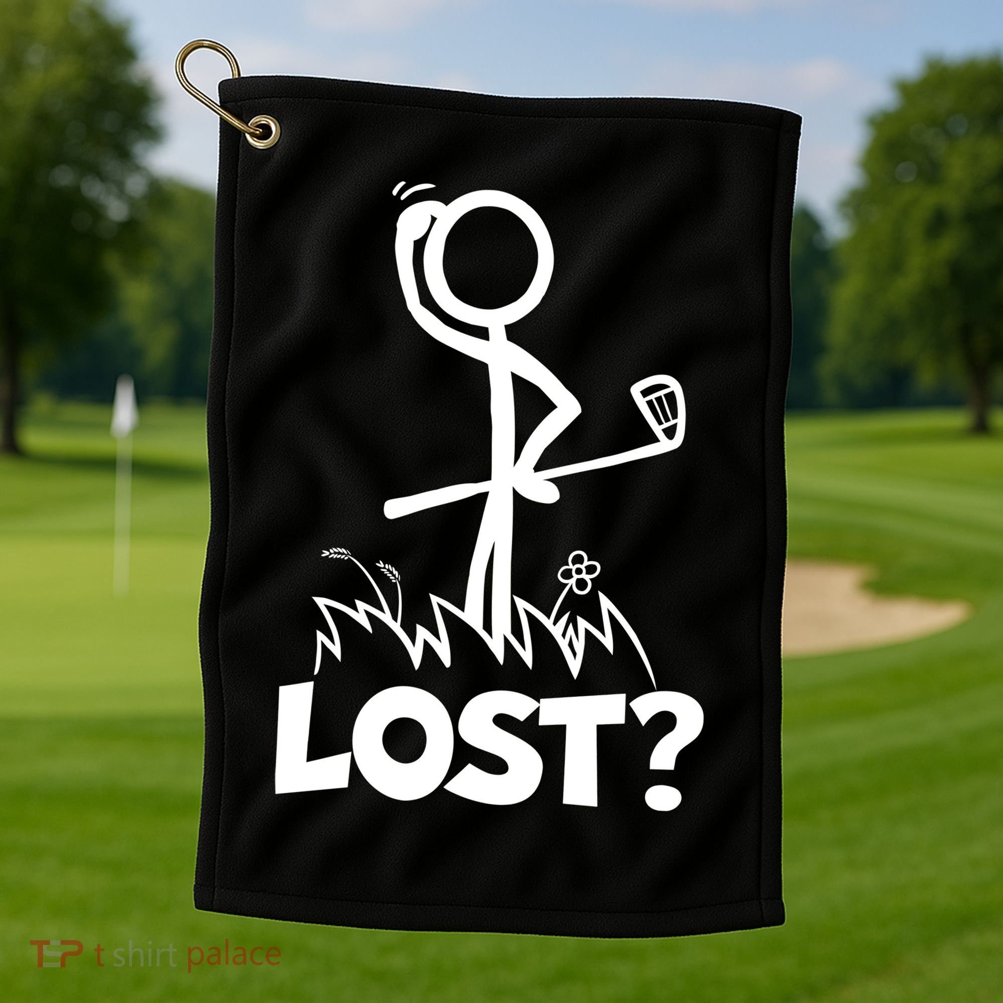 Lost Golf Ball Stickman Golfer Golf Towel