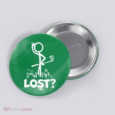 Lost Golf Ball Stickman Golfer Button