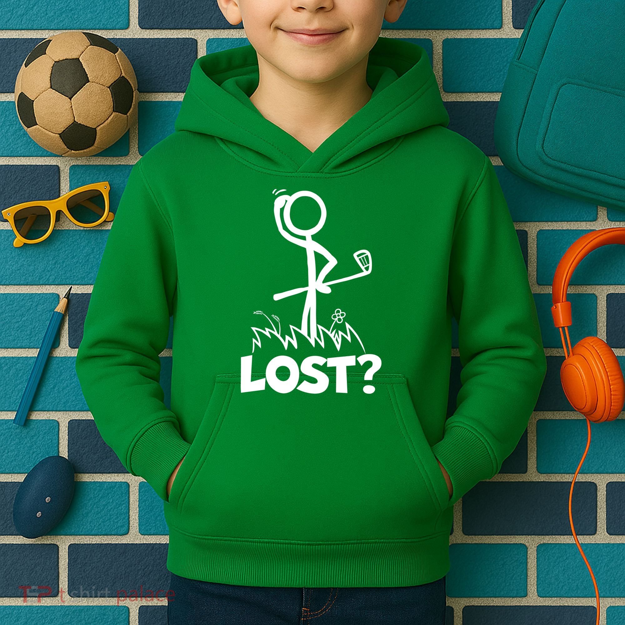Lost Golf Ball Stickman Golfer Kids Hoodie