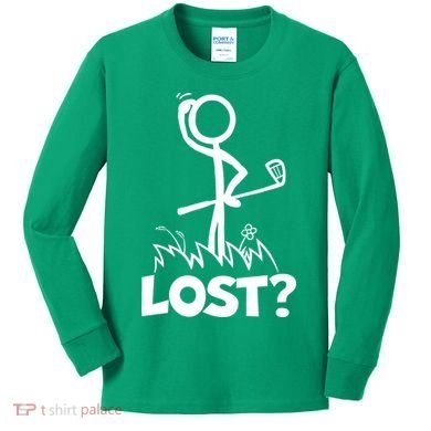 Lost Golf Ball Stickman Golfer Kids Long Sleeve Shirt