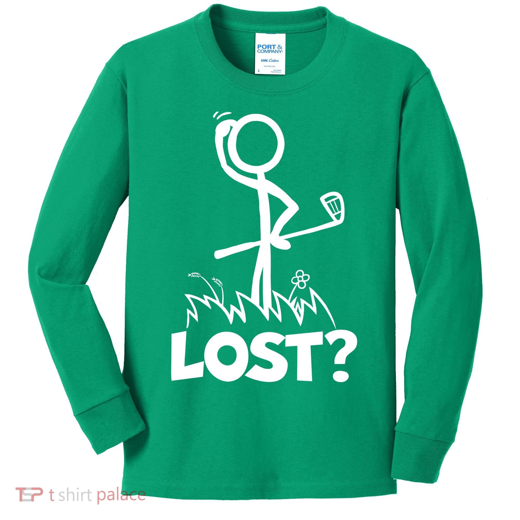 Lost Golf Ball Stickman Golfer Kids Long Sleeve Shirt