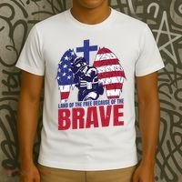 Land Of The Free Because Of The Brave Soldier Cross T-Shirt thumb 3