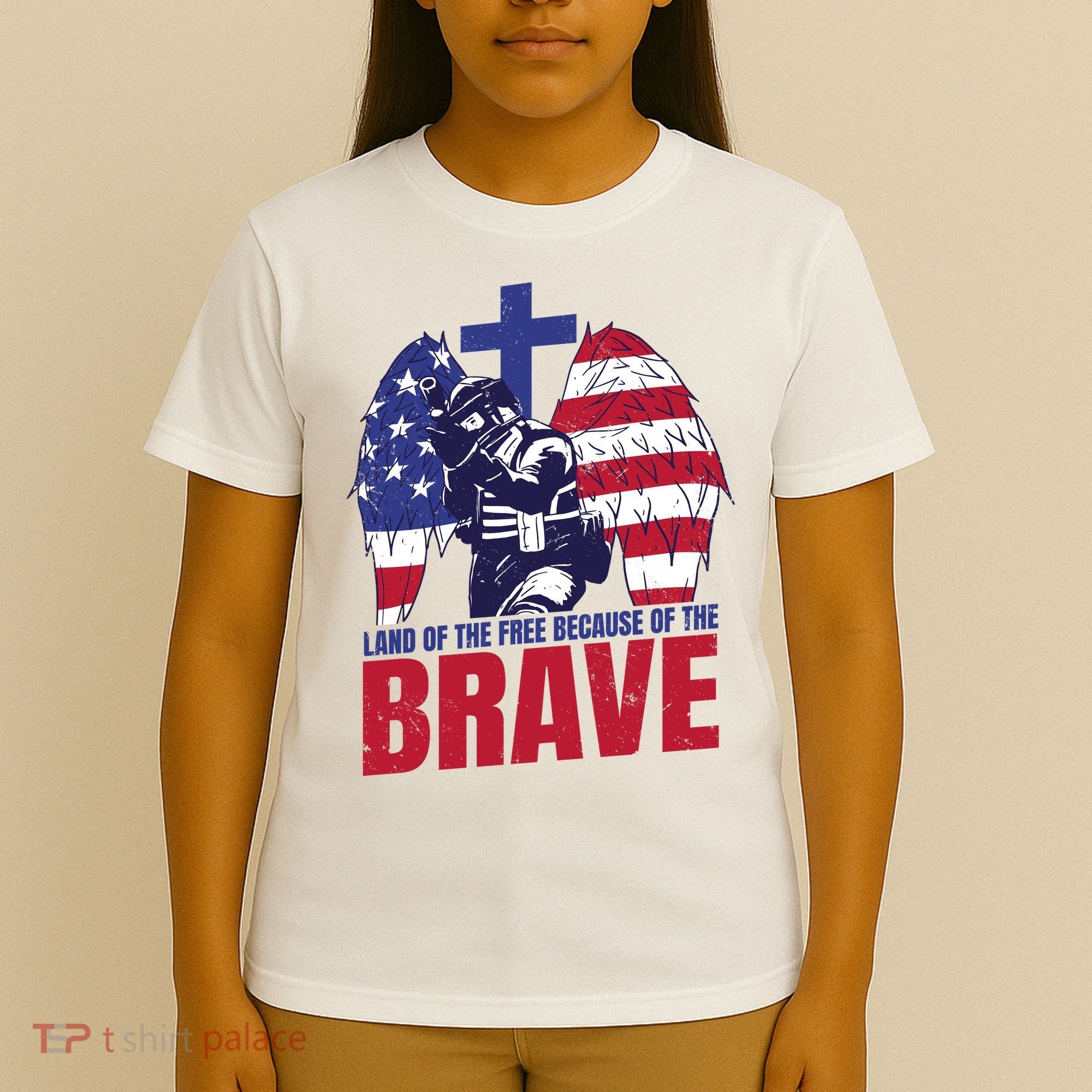 Land Of The Free Because Of The Brave Soldier Cross T-Shirt