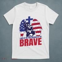 Land Of The Free Because Of The Brave Soldier Cross T-Shirt thumb 5