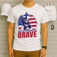 Land Of The Free Because Of The Brave Soldier Cross T-Shirt thumb 6