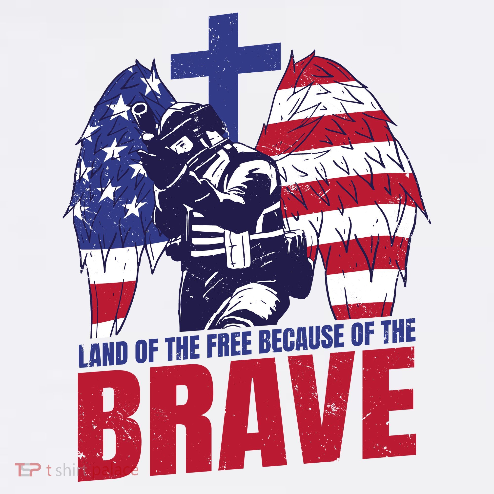 Land Of The Free Because Of The Brave Soldier Cross T-Shirt