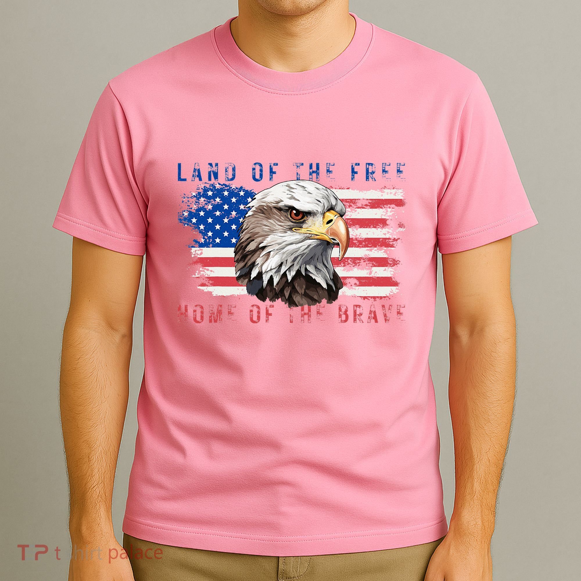 Land Of The Free Home Of The Brave Bald Eagle Us Flag T-Shirt